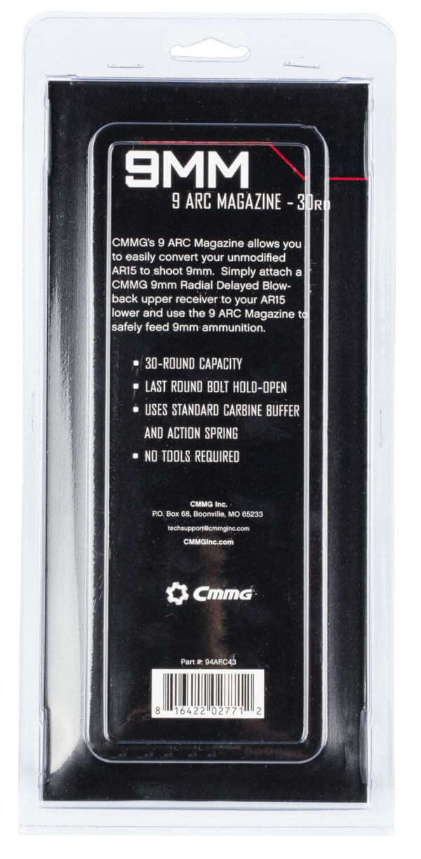 CMMG 94AFC43 Conversion Mag Black Detachable 30rd 9mm Luger for AR-Platform