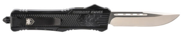 CobraTec Knives LBCTK1LDNS CTK-1 Large 3.75″ OTF Drop Point Plain D2 Steel Blade/Black Aluminum Handle Features Glass Breaker Includes Pocket Clip