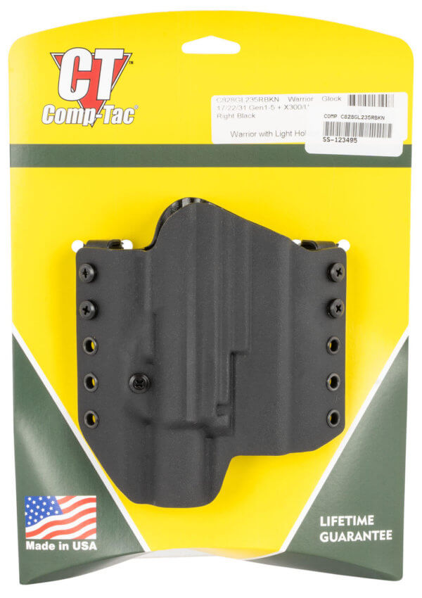 Comp-Tac C828GL235RBKN Warrior OWB Black Kydex Belt Loop Fits Glock 22 Gen5/31 Gen5/17 Gen 5 Right Hand