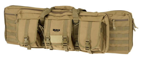 Rukx Gear ATICT36DGT Tactical Double Gun 36″ Water Resistant Tan 600D Polyester with Non-Rust Zippers Holds up to 2 Rifles