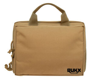 Rukx Gear ATICTDPCT Double Pistol Water Resistant Tan 600D Polyester with Ammo & Range Tool Compartments Non-Rust Zippers & Convenient Carry Handle 12.50″ x 9.50″ x 4.50″ Interior Dimensions