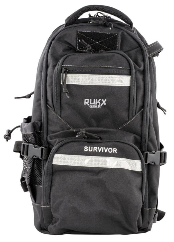 Rukx Gear ATICTSURB Survivor Backpack Floatable Black 600D Polyester with Non-Rust Zippers Hidden Handgun Pocket Reinforced Webbing & Internal Storage Straps 20″ x 11″ x 10″ Dimensions
