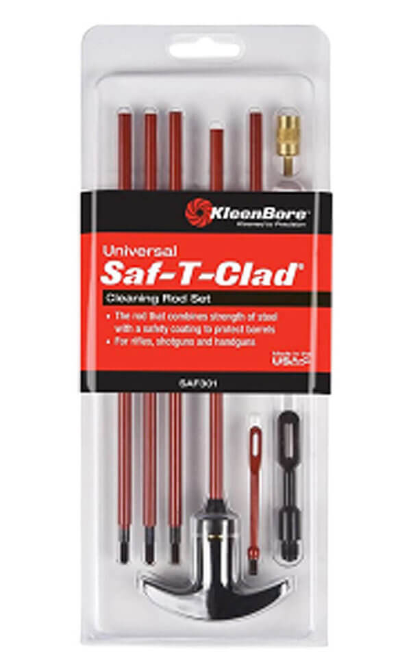 KleenBore SAF301 SAF-T-CLAD Universal Classic Cleaning Kit .22 – .45 Cal Handgun/Rifle/All Gauge Shotguns