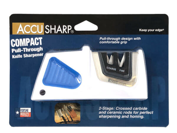AccuSharp 080C Pull-Through Sharpener Fine Diamond Tungsten Carbine Sharpener Plastic Handle Blue/White