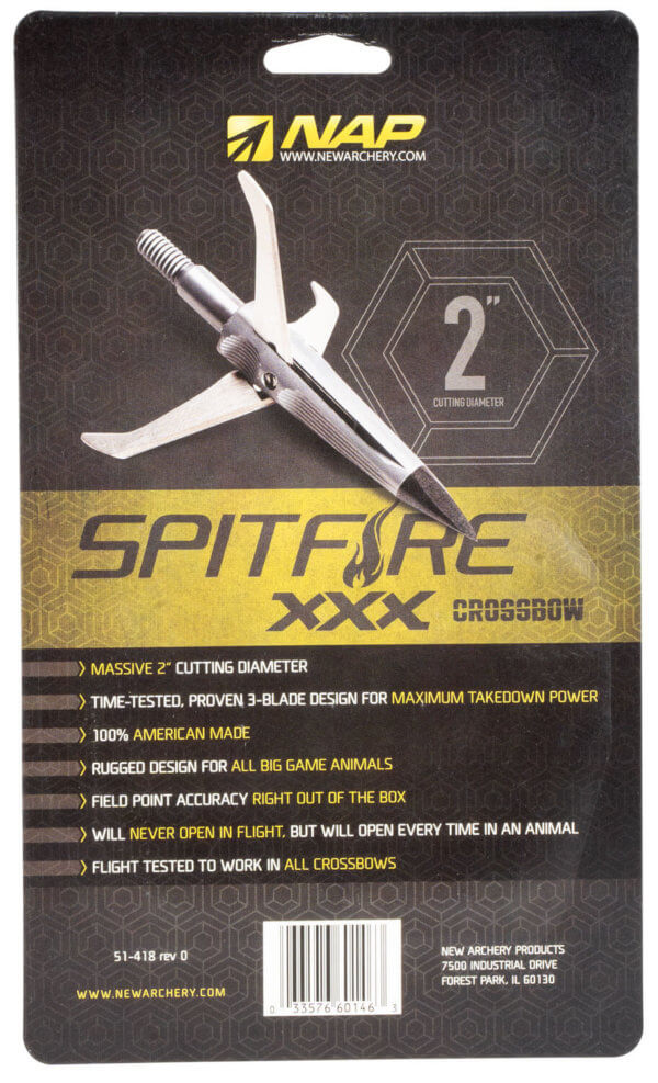 NAP NAP60146 Spitfire XXX X-Bow 100 grain Broadhead 3 Pk