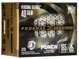 Federal PD40P1 Personal Defense Punch 40 S&W 165 gr Jacketed Hollow Point (JHP) 20rd Box