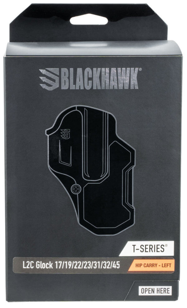Blackhawk 410200BKR T-Series L2C Light Bearing OWB Black Polymer Belt Clip Compatible w/Glock 17/19/22/23/31/32/45/47 Right Hand