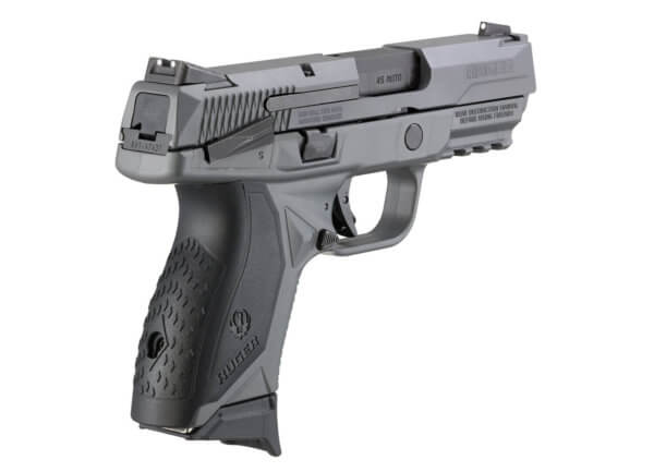 Ruger 8650 American Pistol Compact 45 ACP 3.75″ 7+1 Gray Cerakote Gray Cerakote Stainless Steel Slide Black Wraparound Ergonomic Grip Manual Safety