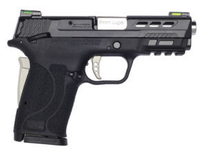 Smith & Wesson 13225 M&P Performance Center Shield EZ M2.0 Micro-Compact Frame 9mm Luger 8+1  3.80″ Stainless Ported Barrel  Black Armornite Serrated Stainless Steel Slide  Matte Black Polymer Frame w/Picatinny Rail  Thumb/Grip Safety