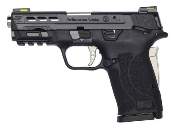 Smith & Wesson 13225 M&P Performance Center Shield EZ M2.0 Micro-Compact Frame 9mm Luger 8+1  3.80″ Stainless Ported Barrel  Black Armornite Serrated Stainless Steel Slide  Matte Black Polymer Frame w/Picatinny Rail  Thumb/Grip Safety