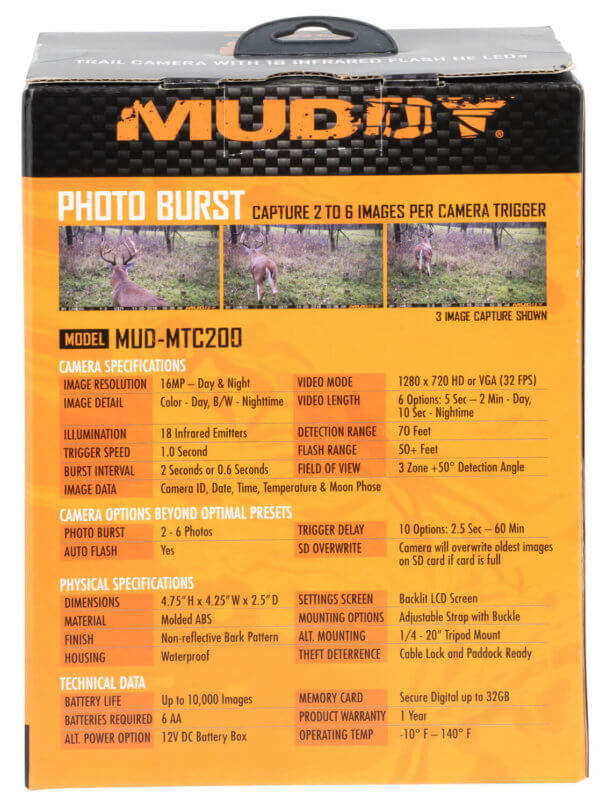 Muddy MUDMTC200K Pro-Cam 16 Combo Brown LCD Display 16MP Resolution Invisible Flash SD Card Slot Memory