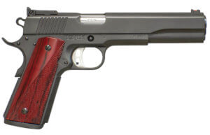 Fusion Firearms 1911LSBASE10 1911 Freedom 10mm Auto 6″ 8+1 Black Beavertail Frame Serrated Long Slide Red Cocobolo Grip 70 Series Design