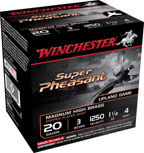 Winchester Ammo X203PH4 Super Pheasant Magnum High Brass 20 Gauge 3″ 1 1/4 oz 1250 fps 4 Shot 25rd Box