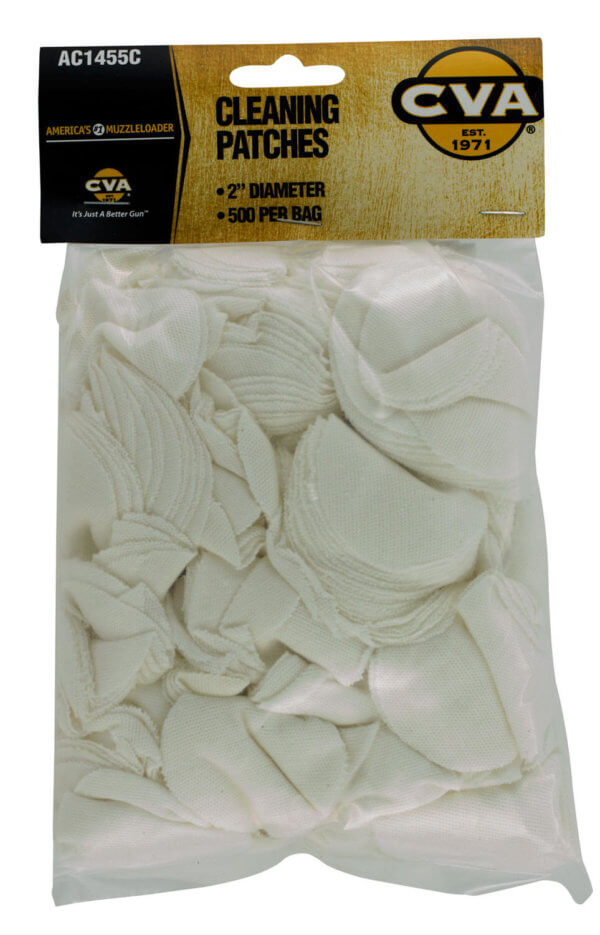 CVA AC1455C Cleaning Patches  2 Cotton 500 Per Pkg”