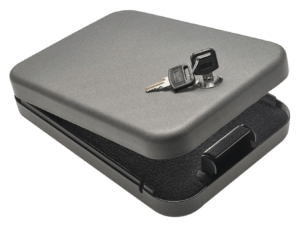 SnapSafe 75200 Lock Box Large Key Entry Black Steel Holds 1 Handgun 9.50″ L x 6.50″ W x 1.75″ D