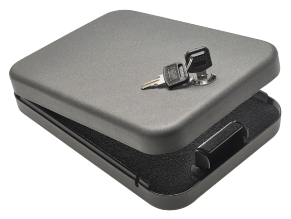 SnapSafe 75200 Lock Box  Large Key Entry Black Steel Holds 1 Handgun 9.50 L x 6.50″ W x 1.75″ D”