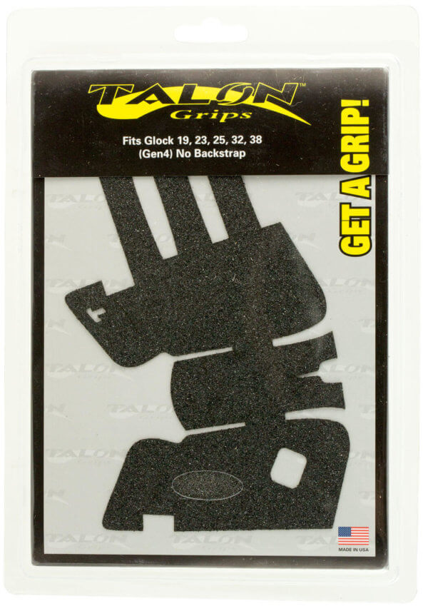 Talon Grips 110G Adhesive Grip  Compatible w/Glock 19/23/25/32/38 Gen4 w/No Backstrap  Black Textured Granulate