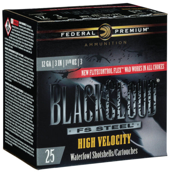 Federal PWBXH1433 Premium Black Cloud FS High Velocity 12 Gauge 3″ 1 1/8 oz 1635 fps 3 Shot 25rd Box
