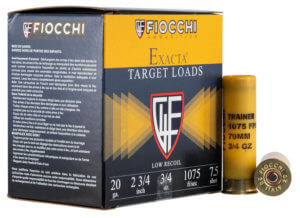 Fiocchi 1278OZ75 Exacta Target Low Recoil Trainer 12 Gauge 2.75″ 7/8 oz 1200 fps 7.5 Shot 25rd Box