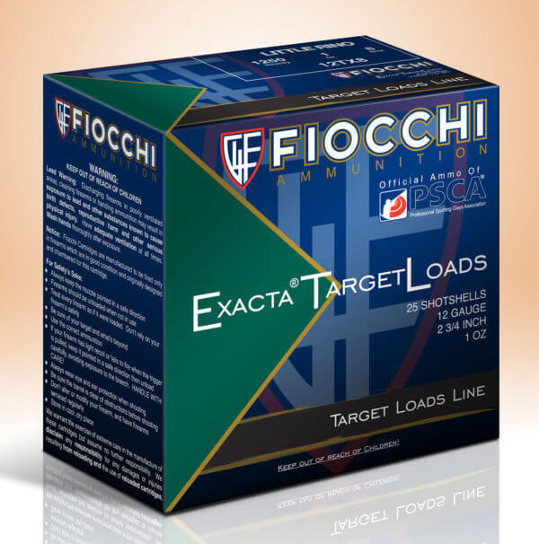 Fiocchi 1278OZ8 Exacta Target Low Recoil Trainer 12 Gauge 2.75″ 7/8 oz 1200 fps 8 Shot 25rd Box
