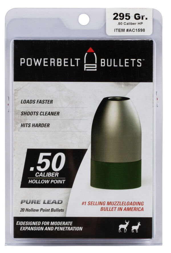PowerBelt Bullets AC1572 Pure Lead Muzzleloader 50 Cal Lead Hollow Point (LHP) 348 gr 15