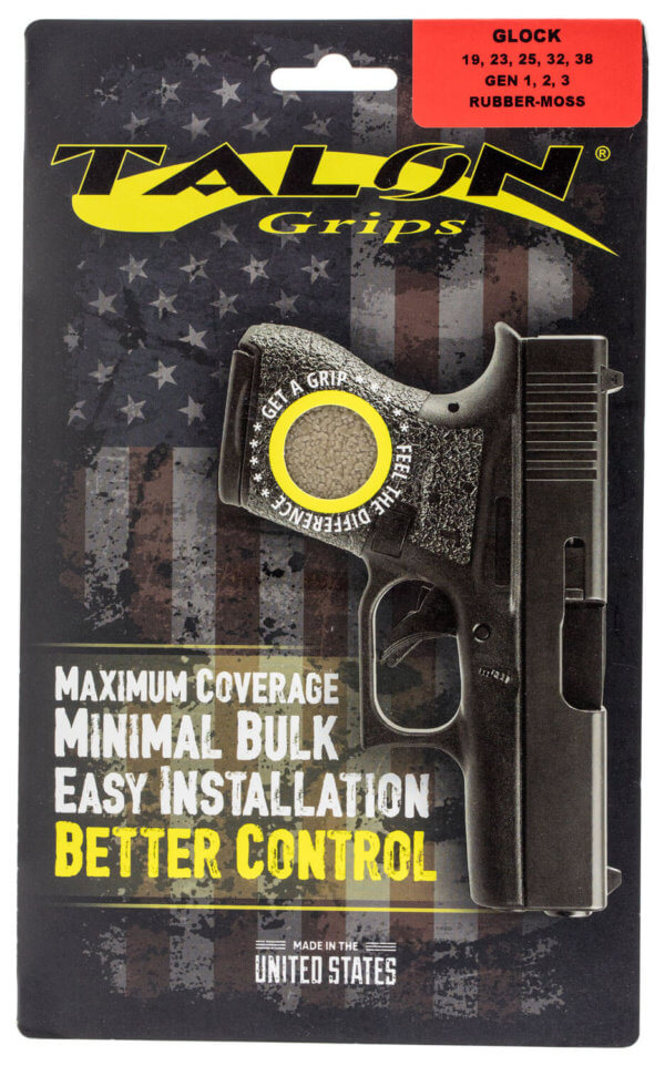 Talon Grips 104M Adhesive Grip  Compatible w/Glock Gen1-3 19/23/25/32/38  Moss Textured Rubber