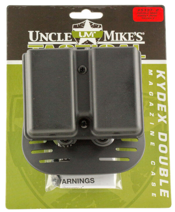 Uncle Mike’s 51361 Kydex Double Mag Case Black Kydex Belt Clip 9mm Luger 40 S&W Belts 1.75 Wide”