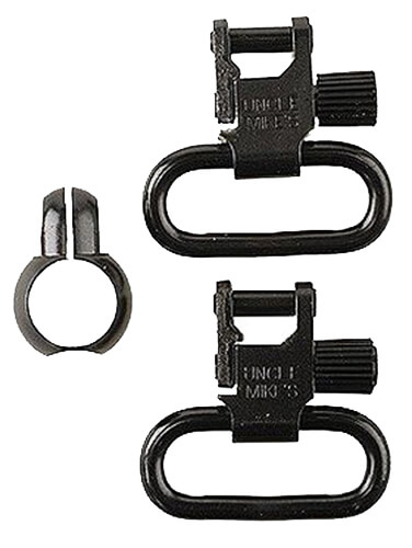 Uncle Mike’s 21101 Quick Detach Swivel Set made of Steel with Black Finish 1″ Loop Size & Push Button Style for Picatinny & Weaver-Style Rails