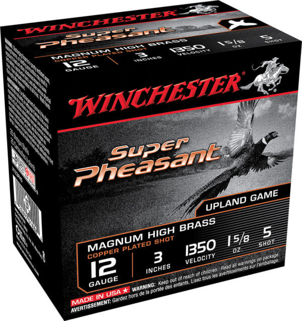 Winchester Ammo X123PH5 Super Pheasant Magnum High Brass 12 Gauge 3″ 1 5/8 oz 1350 fps 5 Shot 25rd Box