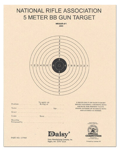 Daisy 408 NRA 5-Meter Target Air Rifle Bullseye Hanging Paper 5 Meters Air Rifle Black/White 50 Per Pkg