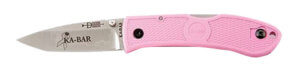 Ka-Bar 4062PK Dozier Hunter 3″ Folding Drop Point Plain AUS-8A SS Blade Pink Zytel Handle Includes Pocket Clip
