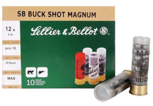Sellier & Bellot SB12BSA Hunting Magnum 12 Gauge 3 15 Pellets 1 7/8 oz 00 Buck Shot 10rd Box”