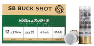 Sellier & Bellot SB12BSB Hunting  12 Gauge 2.75 27 Pellets 1 1/4 oz 4 Buck Shot 25 Bx/ 10 Case”