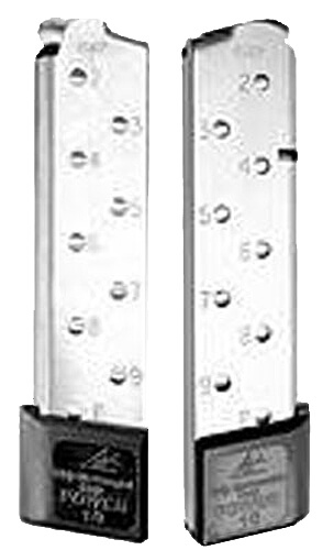 CMC Products 12150 Power Mag Plus Stainless Steel with Black Base Pad Detachable 10rd 45 ACP for 1911 Government