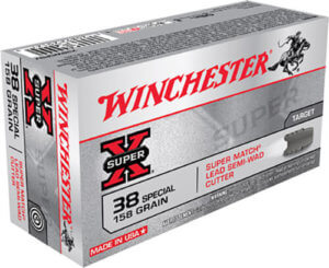 Winchester Ammo X38WCPSV Super X Target 38 Special 158 gr Super Match Lead Semi-Wadcutter 50rd Box