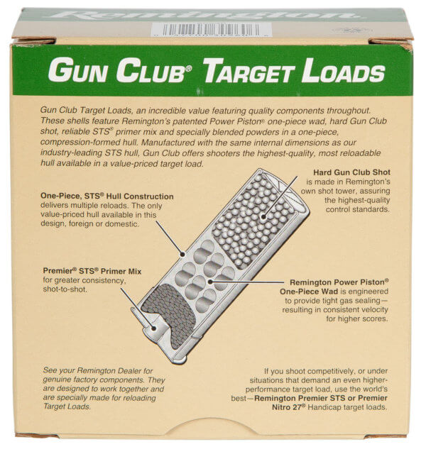 Remington Ammunition 20230 Gun Club Target Load 12 Gauge 2.75″ 1 1/8 oz 8 Shot 25rd Box