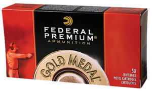 Federal GM45B Premium Gold Medal 45 ACP 185 gr 770 fps Full Metal Jacket Semi-Wadcutter (FMJSW) 50rd Box