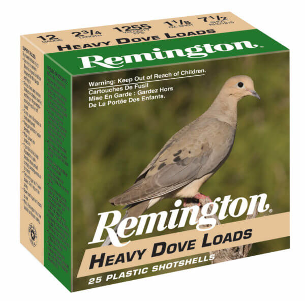 Remington Ammunition 28755 Heavy Dove Loads Upland 12 Gauge 2.75″ 1 1/8 oz 7.5 Shot 25rd Box