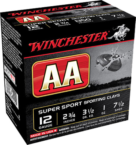 Winchester Ammo AASCL127 AA Super Sport Sporting Clay 12 Gauge 2.75″ 1 oz 1350 fps 7.5 Shot 25rd Box