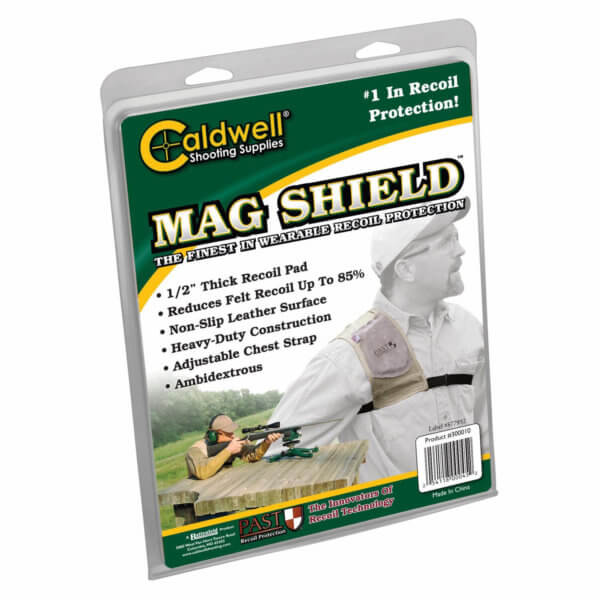 Caldwell 300010 Magnum Recoil Shield Tan Cloth w/Leather Pad