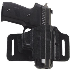 Glock HO17045 Duty Holster OWB Black Polymer w/Thumb Break Retention Strap For Use w/Glock 17 Gen34&5/22 Gen 3&4 Only/31 Gen3&4 Fits 1.77″ (45mm) Belt Right Hand