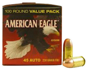 Federal AE45A100 American Eagle Handgun 45 ACP 230 gr Full Metal Jacket (FMJ) 100rd Box