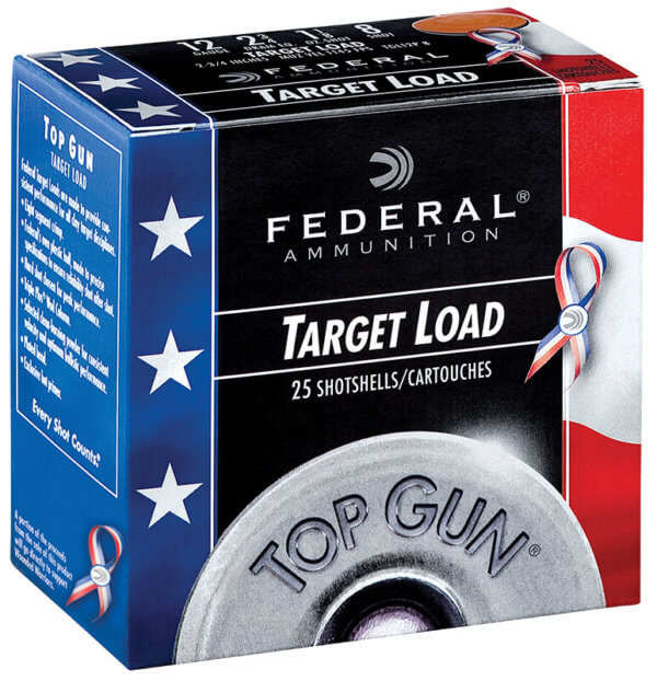 Federal TGL12US8 Top Gun Special Edition Red  White & Blue 12 Gauge 2.75 1 1/8 oz 8 Shot 25rd Box”
