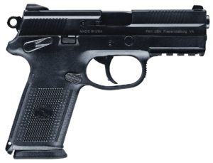 FN 66836 FNX 9mm Luger 10+1 4″ Hammer Forged Barrel Matte Black Serrated Slide Matte Black Polymer Frame w/Picatinny Rail Black Textured w/Interchangeable Backstrap Grips Right Hand