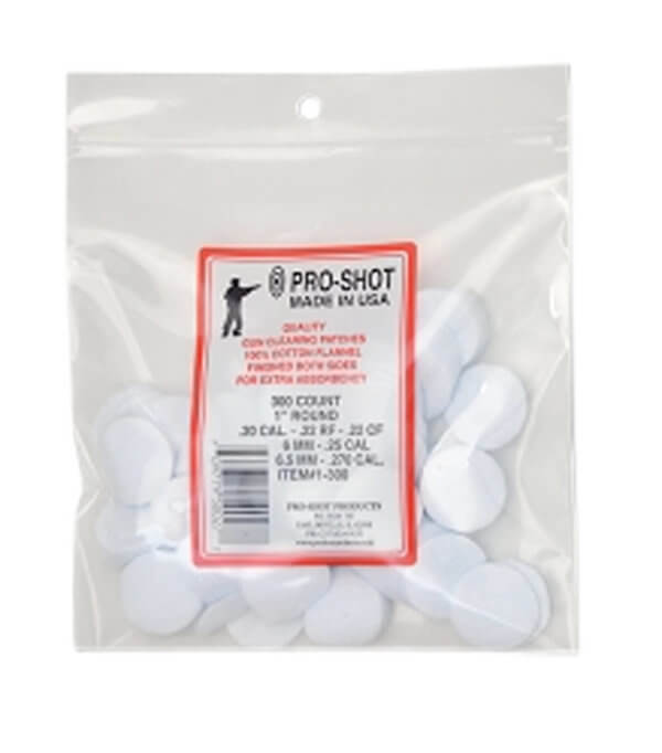 Pro-Shot 11200 Cleaning Patches 30 Cal/6mm 1.50″ 100% Cotton Flannel 300 Per Bag