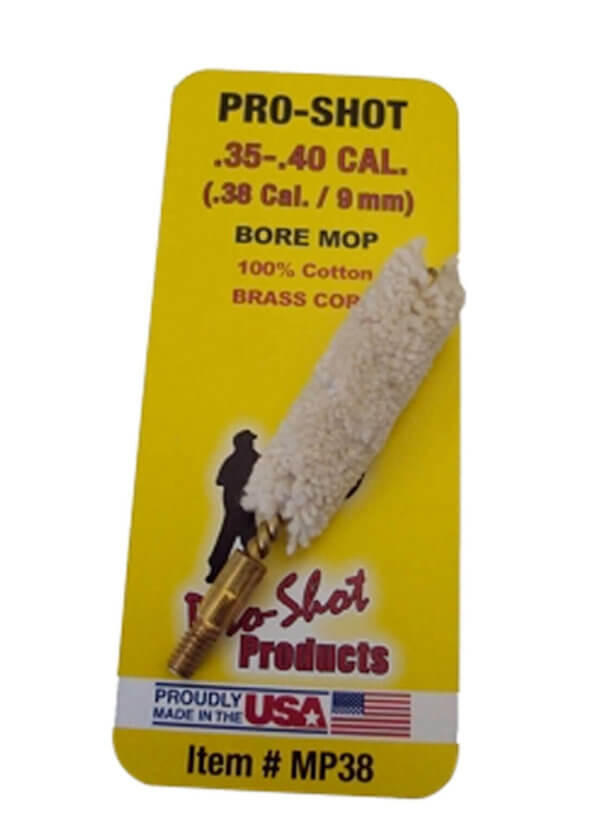 Pro-Shot MP38 Bore Mop 35-40 Cal Pistol #8-32 Thread 100% Cotton