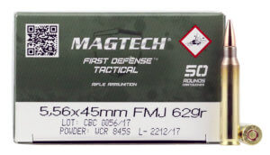 Magtech 556B Tactical/Training 5.56x45mm NATO 62 gr Full Metal Jacket (FMJ) 50rd Box