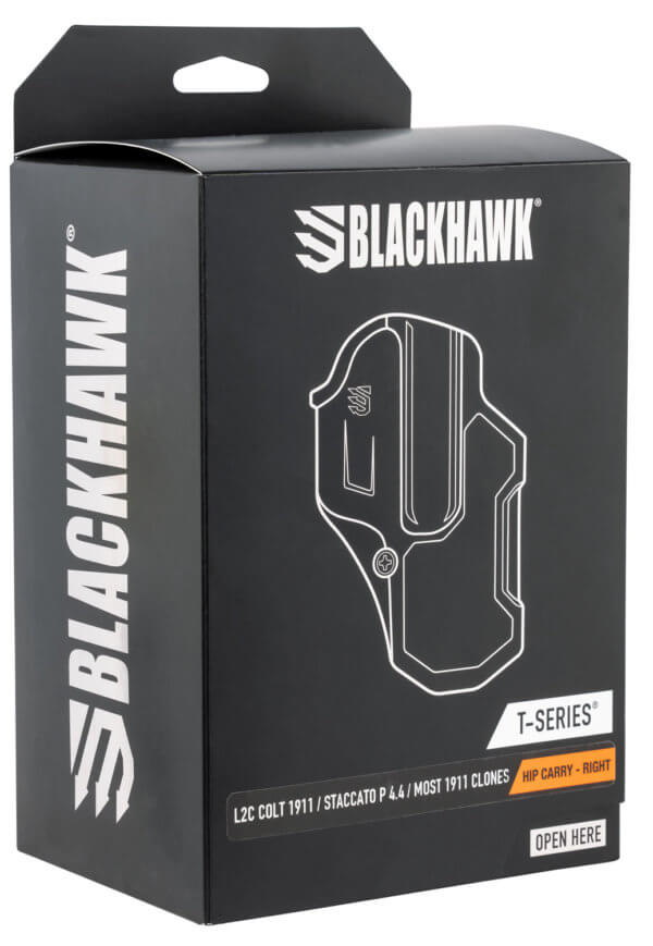 Blackhawk 410703BKR T-Series L2C Non-Light Bearing OWB Black Polymer Belt Slide Fits Colt 1911 w/wo Rail Right Hand