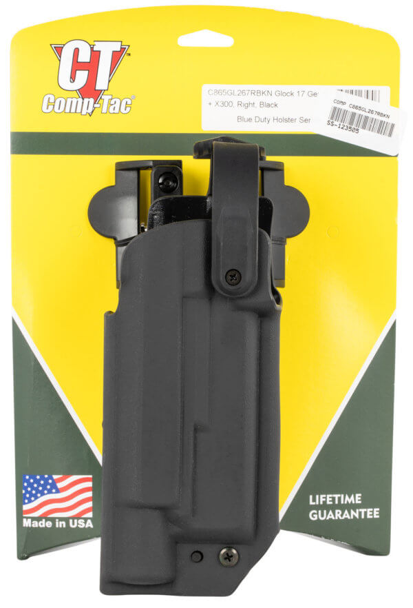 Comp-Tac C865GL235RBKN Blue Duty Optic Ready OWB Black Kydex Belt Mount/Paddle Compatible w/ Glock 17 Gen5 Belt 1.50″ – 2.25″ Wide Right Hand