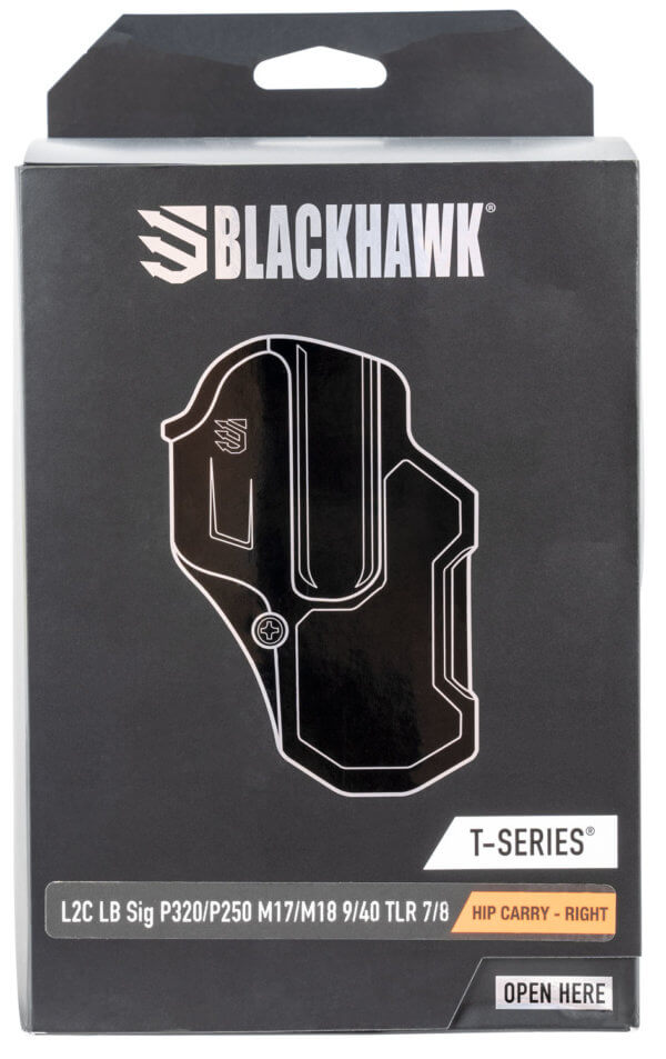 Blackhawk 410200BKL T-Series L2C Light Bearing OWB Black Polymer Belt Slide Compatible w/Glock 17/19/22/23/31/32/45/47 Left Hand